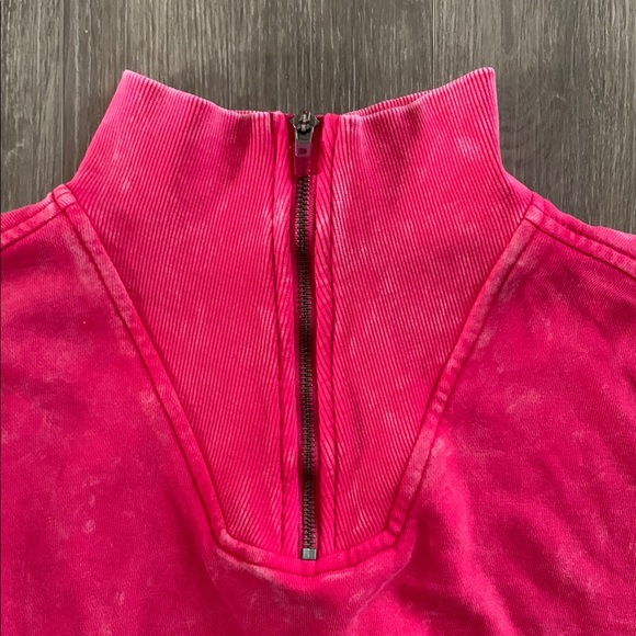 FP MOVEMENT Valley Girl 1/4 Zip Sweatshirt Pullover NWT Punch Crush - Picture 7 of 12